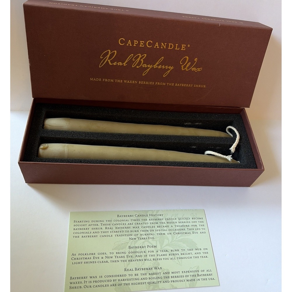 CapeCandle Real Bayberry Wax 8" Real Bayberry Tapers In Box